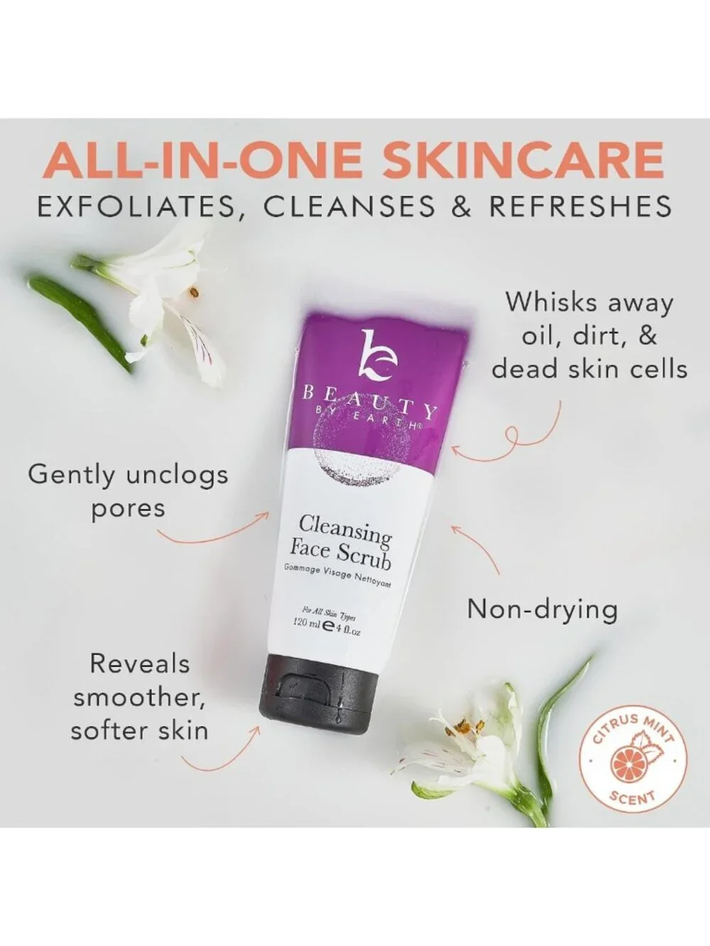 Gentle Exfoliating Face Scrub & Wash | Natural Organic Cleansing Exfoliator